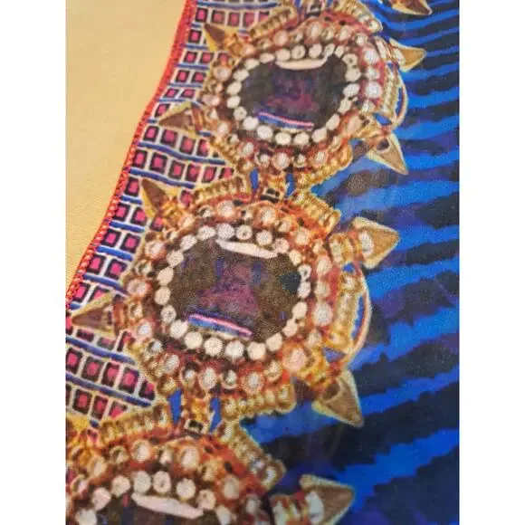 Beach coverup tunic L Abu Dhabi Large dress caftan CAMELS crystals rhinestones - Picture 4 of 6